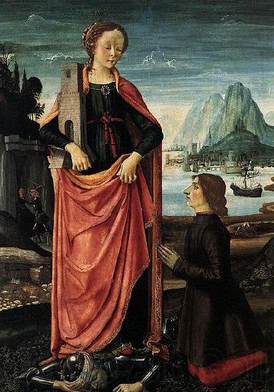Domenico Ghirlandaio St Barbara Crushing her Infidel Father, with a Kneeling Donor Spain oil painting art